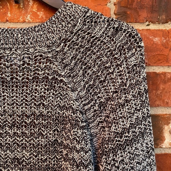 J. Jill Womens Large Gray Black Chunky Crochet Knit Grandpa Cardigan Sweater - Picture 5 of 10